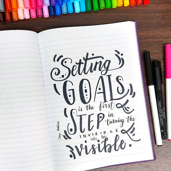 Motivational quote bullet journal layout