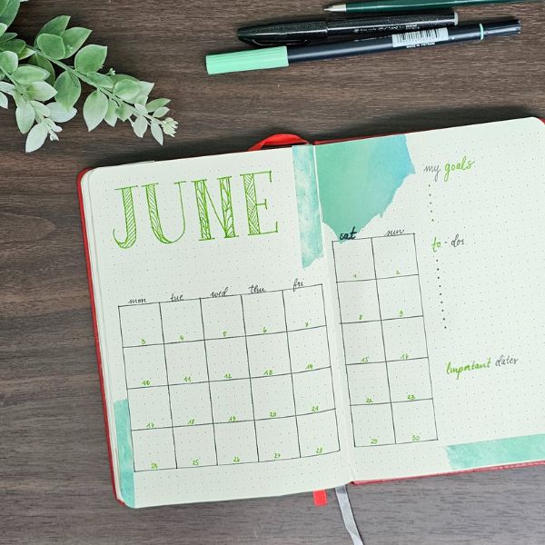 Bullet Journal Layouts: Monthly overview 