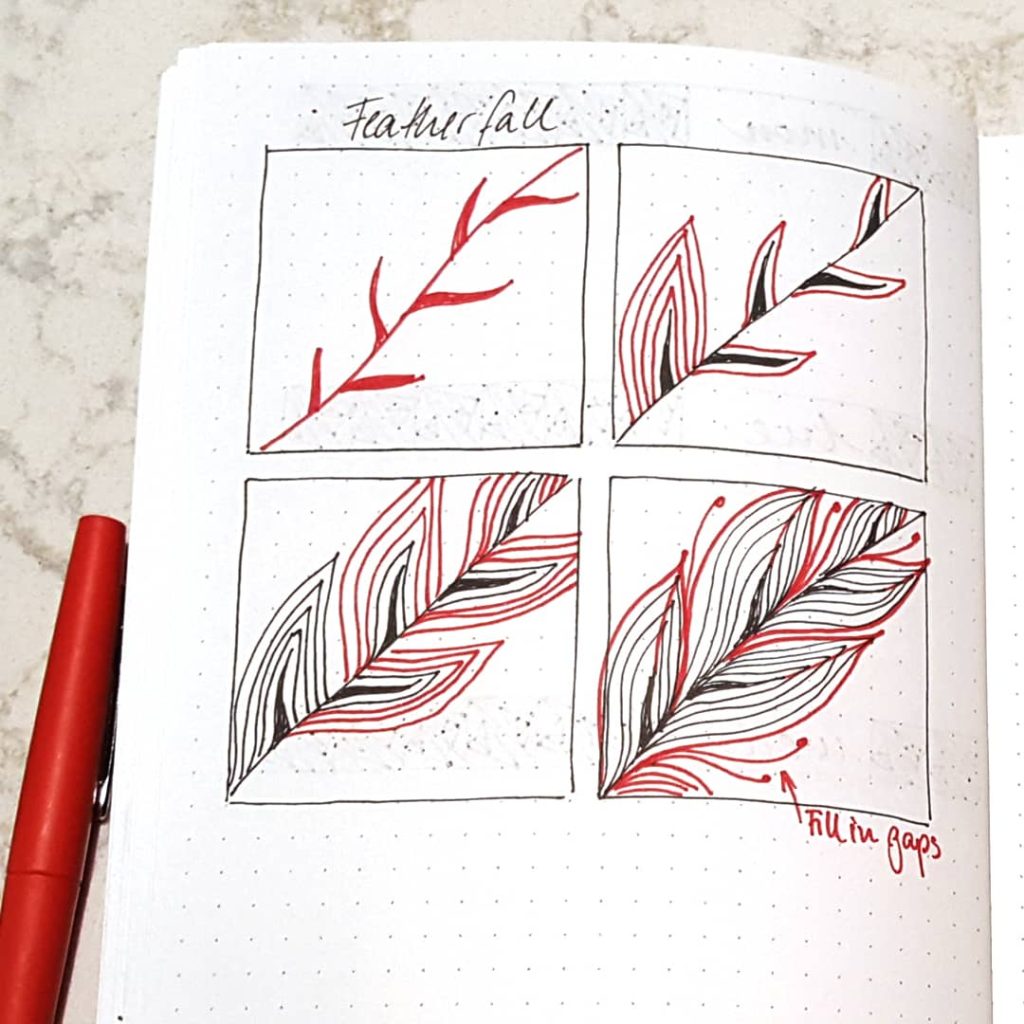 Featherfall | www.westcoastdreaming.com/tangle-patterns-beginners