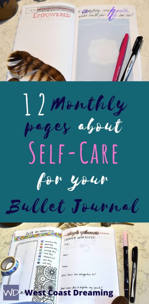 12 Monthly pages about self-care for your Bullet Journal | www.westcoastdreaming.com/12-self-care-pages-bujo