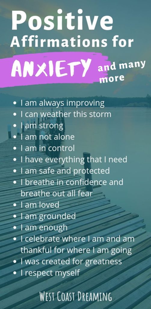 Positive affirmations for anxiety - pinterest graphic