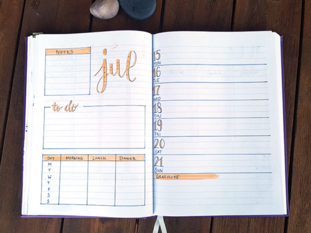 10 simple weekly layouts for your bullet journal | West Coast Dreaming
