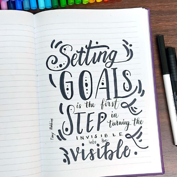 Setting goals | Calligraphy motivational quote