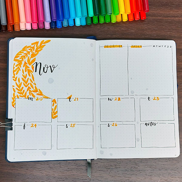 bullet journaling weekly spreads: Room for creativity