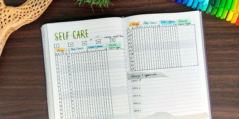 self-care and fitness tracker spread