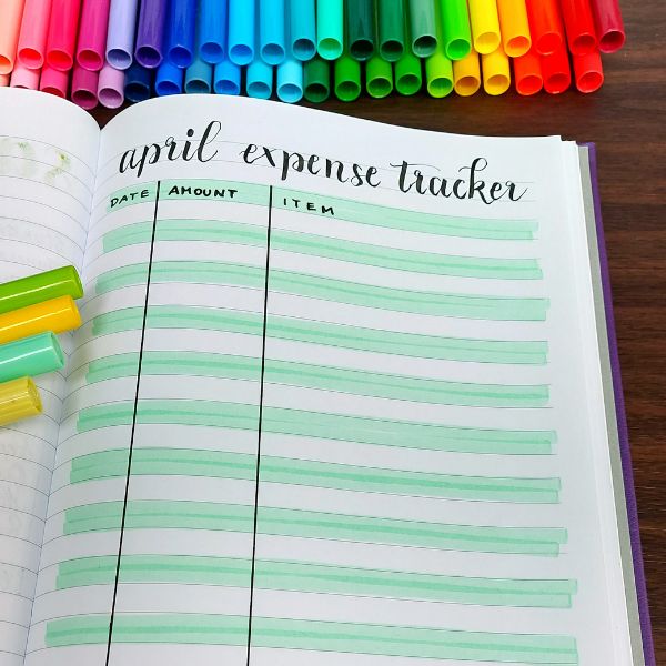 Track your expenses in your bullet journal to keep an overview of your spending