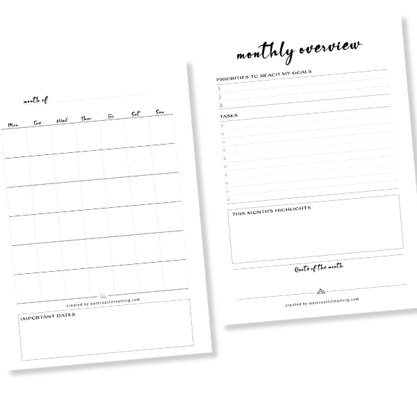 customizable monthly overview | Planners for ADHD