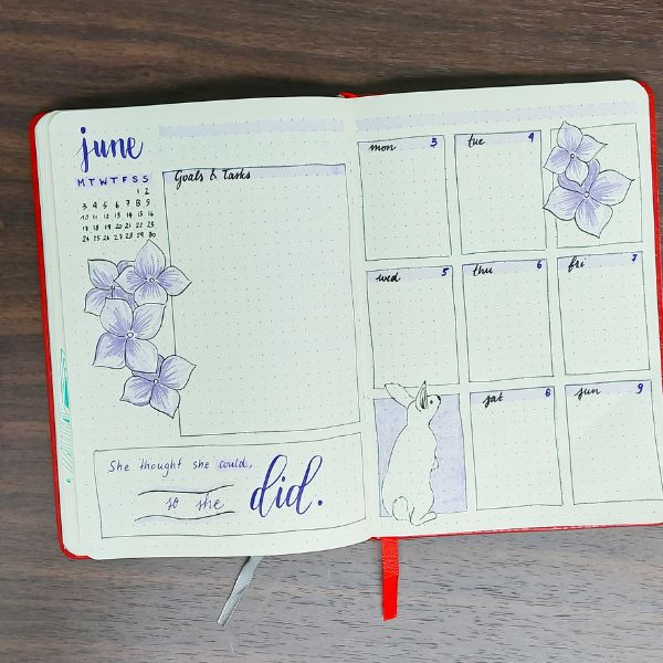 Monthly overview bullet journal
