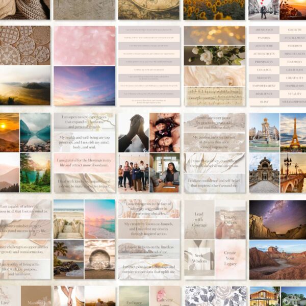 Manifestation Vision board kit pages overview