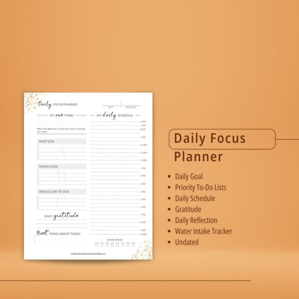 Daily Focus Planner | Radiant Focus Productivity Planner