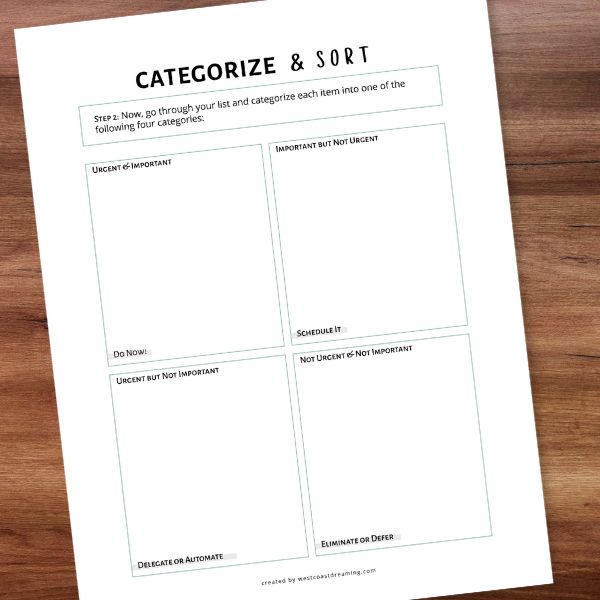 Categorize and Sort: Eisenhower Matrix